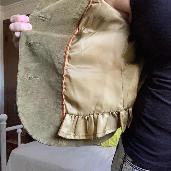 Olive green velvet FOSSIL blazer coat - Picture 15 of 16